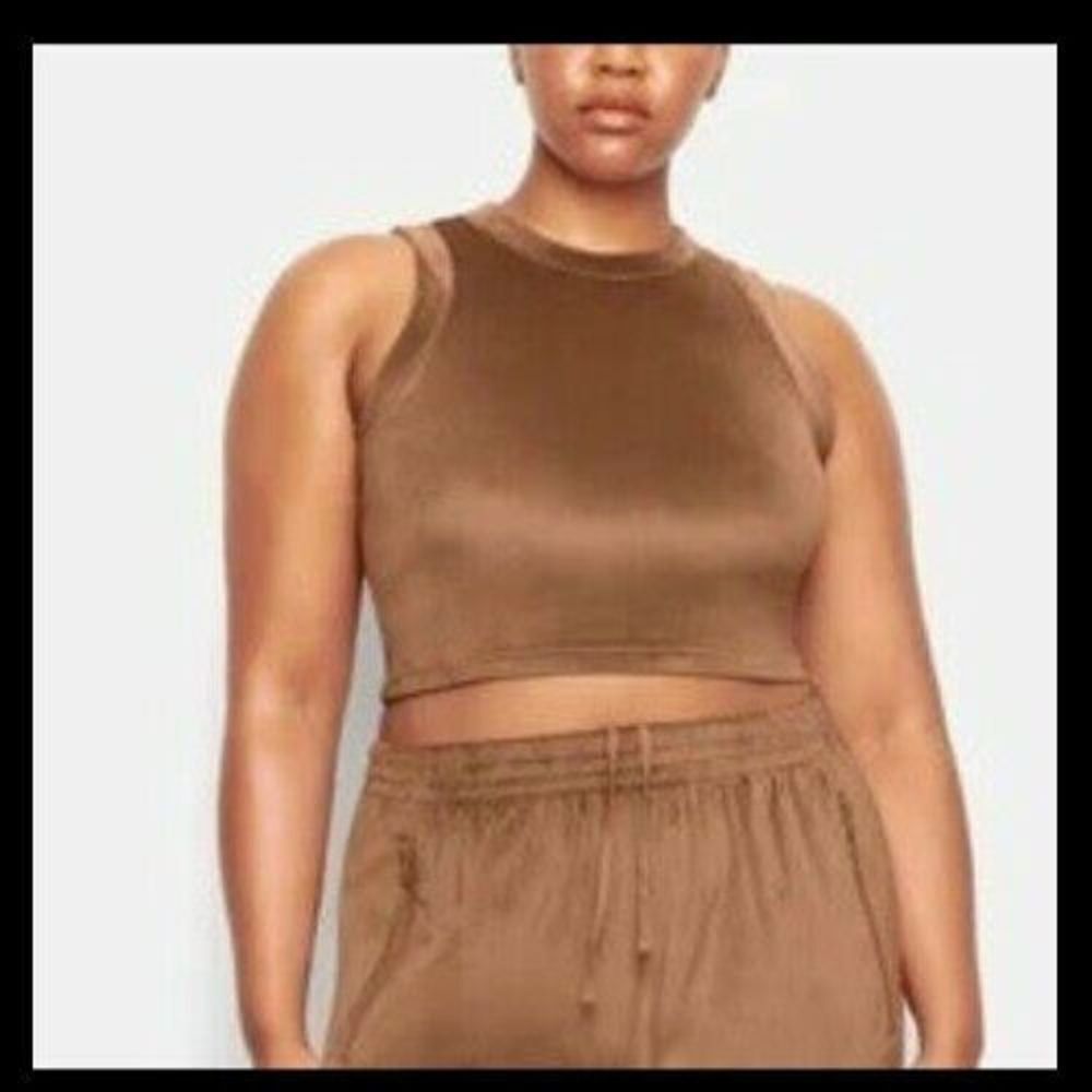 SKIMS Velour Sleeveless‎ Soft High Neck Tank Cropped - Sienna - 3X - NWT